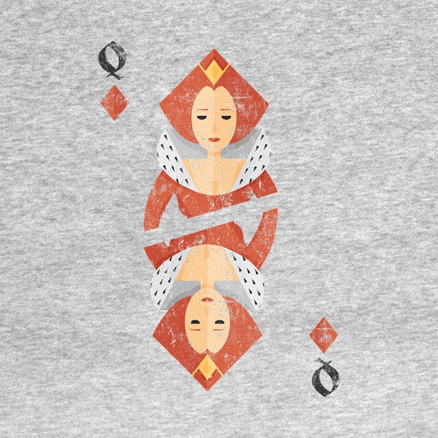 Retro Queen of Diamonds Playing Card by vladocar